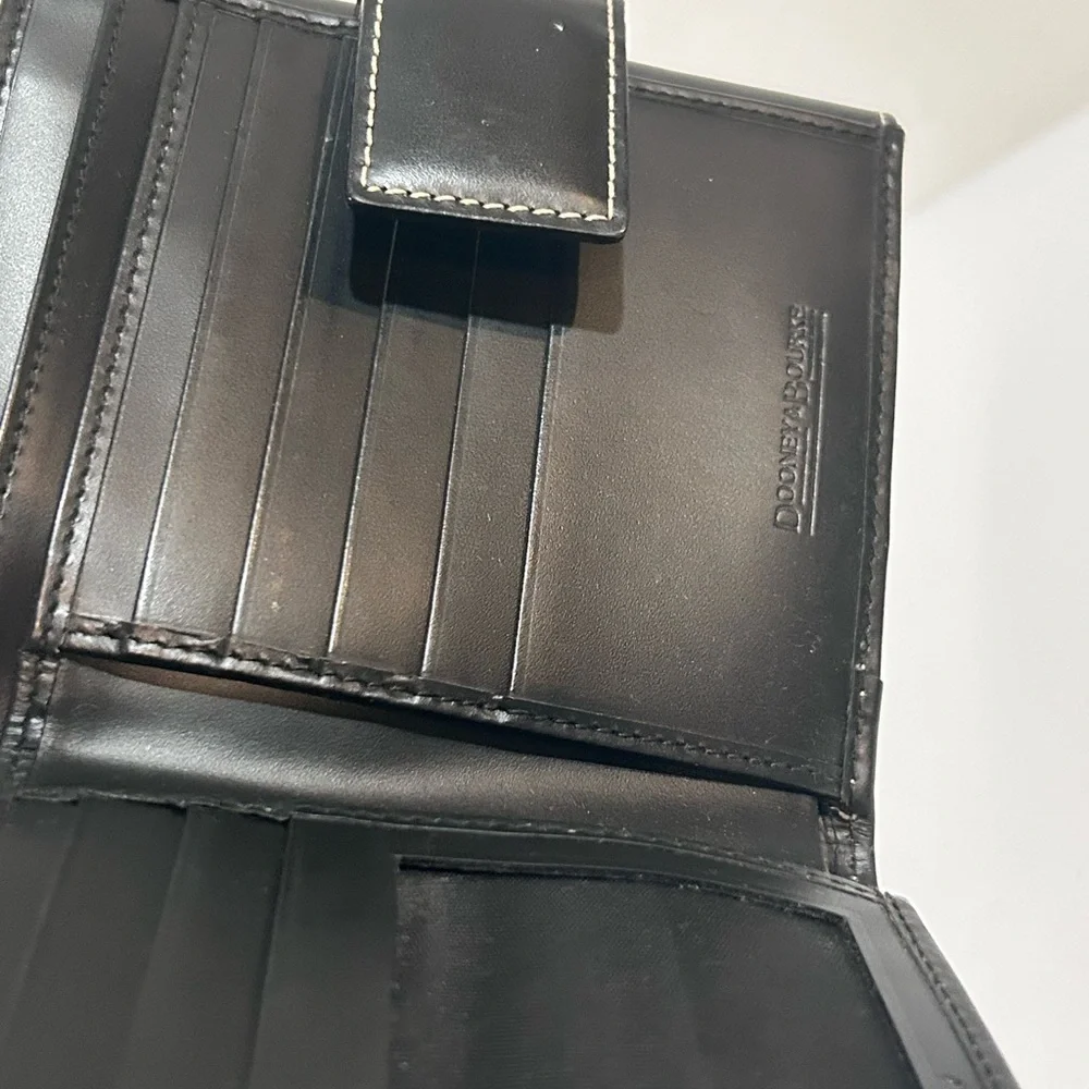 Dooney & Bourke Black Leather Wallet Clutch Made in Italy Duck Logo